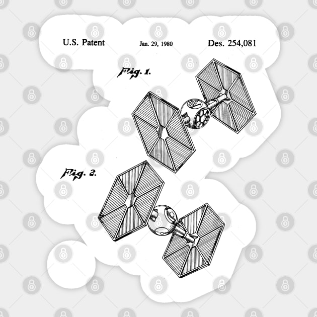 Tie Fighter Patent - Black Sticker by DennisMcCarson